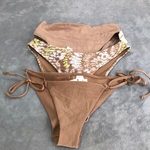 Aerie Lots of 3 Neutral Bikini Bottoms Size L New With tags